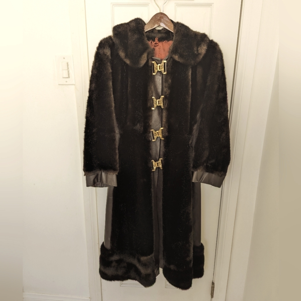 Costume burning man faux fur full length coat